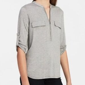 Zip Front, Three Quarter Sleeve Top by Calvin Klein